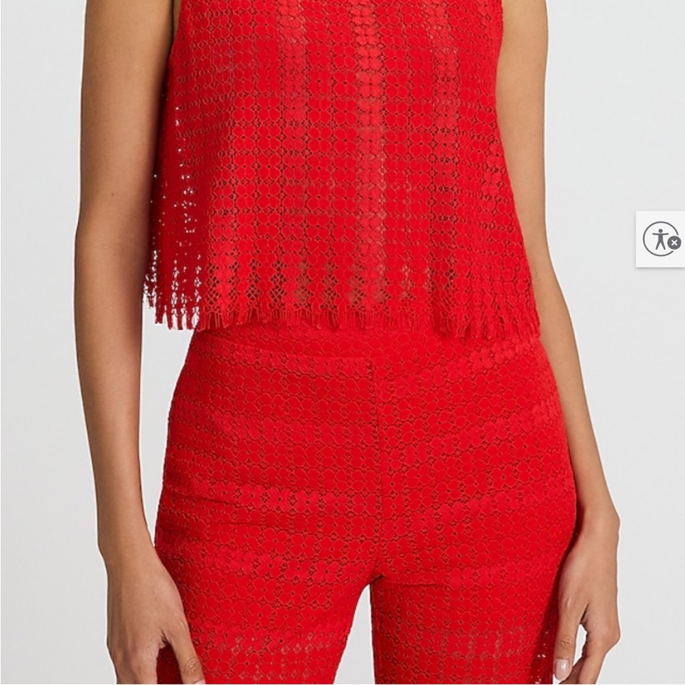Red Lace Sleeveless Top and Pants Set